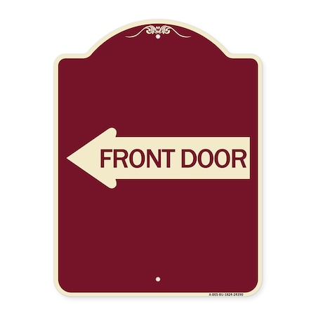 Signmission Front Door With Left Arrow Heavy-Gauge Aluminum Architectural Sign, 24" x 18", BU-1824-24390 A-DES-BU-1824-24390